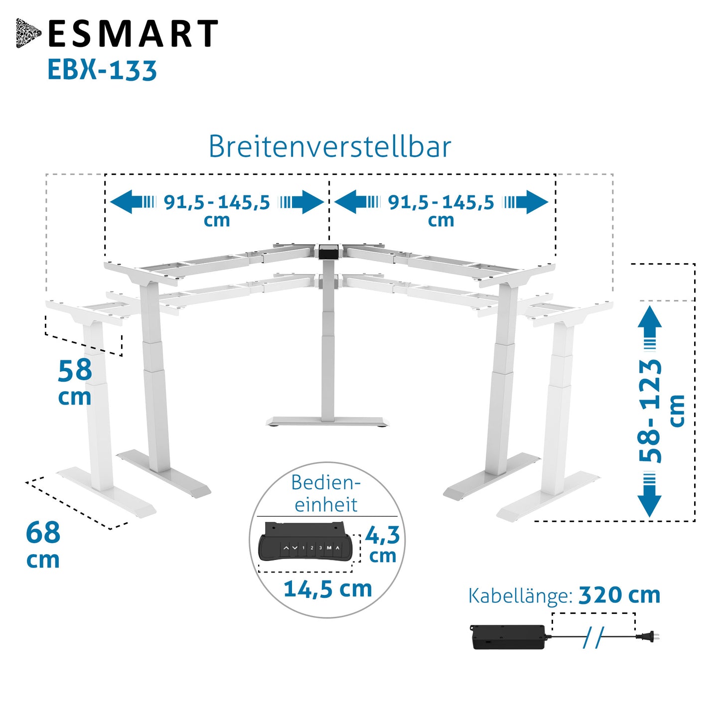 ESMART Höhenverstellbares Schreibtisch-Gestell EBX Series