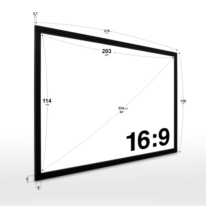 92" 16:9 eSmart Germany Akustik-Rahmen Leinwand MIRALE 203 x 114 cm 