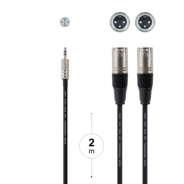HAISER Mikrofonkabel 3,5 mm-Klinke-Male (Stereo) / 2x XLR-Male (Stereo) 2 m