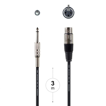 HAISER Mikrofonkabel 6,3 mm-Klinke-Male / XLR-Female 3 m