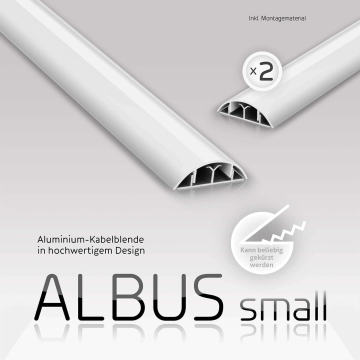 Set: 2x Aluminium Kabelkanal "ALBUS small" (Weiß) 1000 x 40 x 12 mm