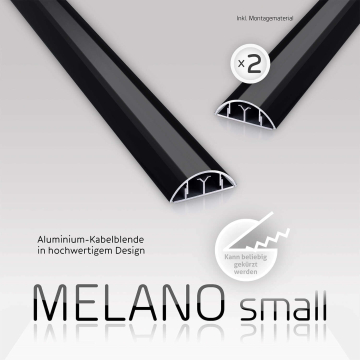 Set: 2x Aluminium Kabelkanal "MELANO small" (Schwarz) 1000 x 40 x 12 mm