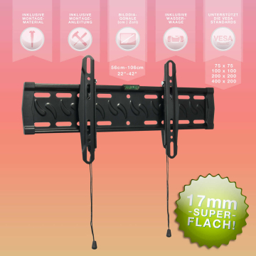 eSmart TV Wandhalterung 65cm - 107cm 22" - 42" - Super flach! eSmart TV Wandhalterung 65cm - 107cm 22" - 42" - Super flach!